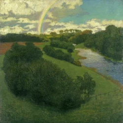 Landschaft mit einem Regenbogen in Alster