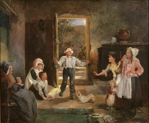 Kinder spielen Blindekuh