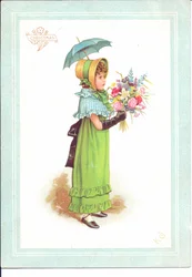 Viktorianische Grußkarte von Kindern in Kostümen beim Tanzen, ca. 1880