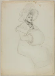 Sitzendes Mädchen mit Muff