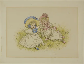 Zwei kleine Mädchen mit Hauben