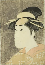 Der Schauspieler Sanogawa Ichimatsu III als Gion-Prostituierte Onayo im Stück "Hana-ayame Bunroku Soga," aufgeführt im Miyako-Theater im fünften Monat