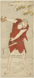 Schauspieler Onoe Matsusuke I als Bettelmönch in „Kurtisane: Kerria-Rosen bei Ide“ („Keisei Ide no yamabuki“)