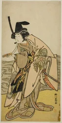Der Schauspieler Yamashita Kinsaku II als Lady Kikusui (Kikusui Gozen) im Stück Kaeribana Eiyu Taiheiki, aufgeführt im Nakamura-Theater im elften Monat, 1779