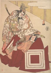 Ichikawa Danjuro V in einer Shibaraku-Aufführung, ca. 1786
