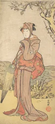 Iwai Kiyotaro als Frau unter einem Pflaumenbaum stehend, ca. 1788