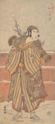 Matsumoto Sumezo als ein Mann in Winterkleidung im Schnee stehend, ca. 1785-90
