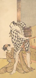 Szene aus dem Stück Yoshitsune und die tausend Kirschbäume Yoshitsune..., 8. oder 9. Monat, 1784