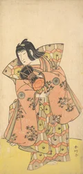 Der Schauspieler Nakamura Tomijuro als Bijomaru im Drama Kikujido Shuen no Iwaya, ca. 1773