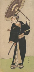 Der dritte Ichikawa Yaozo in der Rolle des Otokodate Sukeroku, 1784