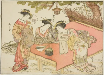 Kurtisanen des Yadaya, aus dem Buch "Spiegel der schönen Frauen der Vergnügungsviertel (Seiro bijin awase sugata kagami)," Bd. 1