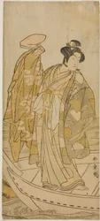 Der Schauspieler Ichikawa Monnosuke II als Minamoto no Yorinobu im Stück Kikujido Shuen no Iwaya, aufgeführt im Morita-Theater im elften Monat, 1775
