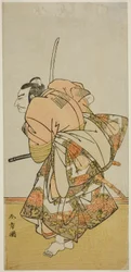 Der Schauspieler Nakamura Nakazo I als Chinzei Hachiro Tametomo im Stück Hana-zumo Genji Hiiki, aufgeführt im Nakamura Theater im elften Monat, 1775