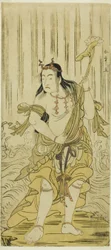 Der Schauspieler Sawamura Sojuro III als Kongara Doji im Stück Kitekaeru Nishiki no Wakayaka, aufgeführt im Nakamura-Theater im elften Monat, 1780