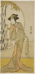 Der Schauspieler Tsuneyo II als Okaru im Stück Kanadehon Chushingura, aufgeführt im Morita-Theater im achten Monat, 1779
