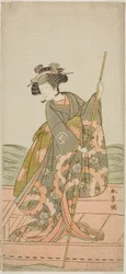 Der Schauspieler Yoshizawa Iroha I als Prinzessin Yosooi (Yosooi Hime) im Stück Kikujido Shuen no Iwaya, aufgeführt im Morita Theater im elften Monat, 1775