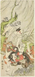 Die Schauspieler Matsumoto Koshiro II als Yoemon und Yoshizawa Sakinosuke III als Kasane, seine Frau