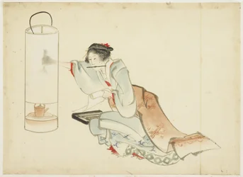 Dame, die eine Lampe einstellt, ca. 1815-1849