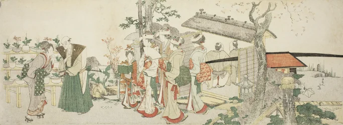 Eine Gruppe junger Frauen betritt den Garten eines Gärtners