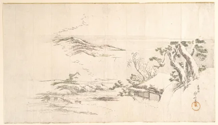 Schneebedeckte Landschaft mit grauen Wolken