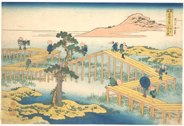 Alte Ansicht von Yatsuhashi in der Provinz Mikawa, aus der Serie Bemerkenswerte Ansichten von Brücken in verschiedenen Provinzen