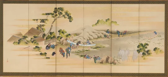 Landschaftsszenen und Berg Fuji, eines von einem Paar, Edo-Zeit, ca. 1830-1832