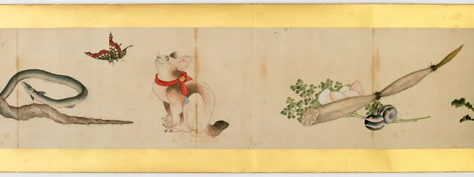 Detail einer Bildrolle mit verschiedenen Bildern, Edo-Periode, 1839 (Detail)
