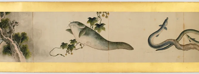 Detail einer Bildrolle mit verschiedenen Bildern, Edo-Periode, 1839 (Detail)