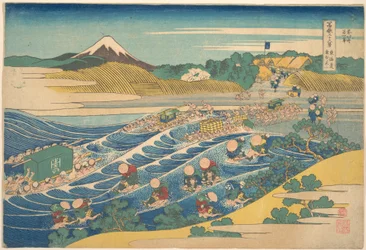Fuji von Kanaya auf der Tōkaidō gesehen, aus der Serie Sechsunddreißig Ansichten des Berges Fuji