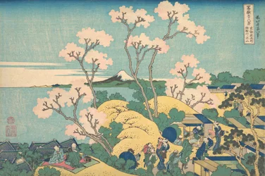 Fuji von Gotenyama am Tokaido in Shinagawa, ca. 1830-32