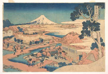 Fuji von den Katakura-Teefeldern in Suruga, aus der Serie Sechsunddreißig Ansichten des Berges Fuji