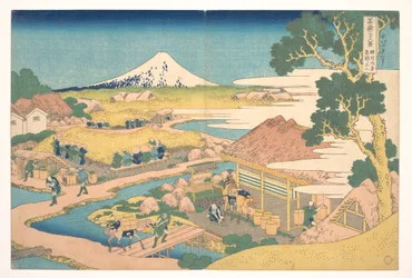 Fuji von den Katakura-Teefeldern in Suruga, aus der Serie Sechsunddreißig Ansichten des Berges Fuji