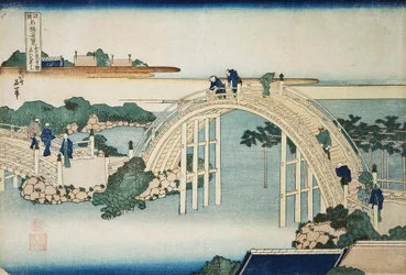 Humpback-Brücke bei der Kameido Tenjin-Brücke, zwischen 1827 und 1830