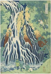 Kirifuri-Wasserfälle in der Nähe des Berges Kurokami in der Provinz Shimotsuke, ca. 1833