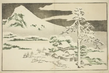 Der Fuji im Winter, aus dem Bilderbuch der realistischen Gemälde von Hokusai