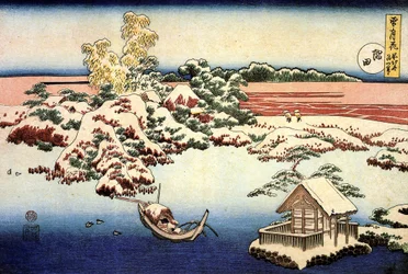 Verschneite Landschaft am Sumida-Fluss, Japan