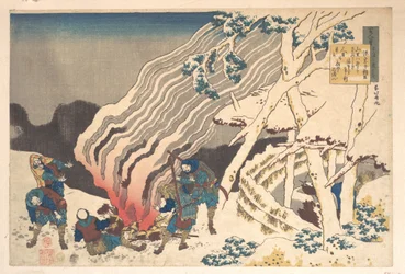 Gedicht von Minamoto no Muneyuki Ason, aus der Serie Hundert Gedichte erklärt von der Amme