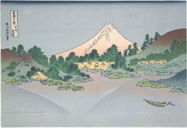Spiegelung des Fuji im Misaka-See in der Provinz Kai, aus der Serie Sechsunddreißig Ansichten des Berges Fuji