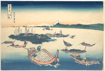 Tsukudajima in der Provinz Musashi, aus der Serie Sechsunddreißig Ansichten des Berges Fuji