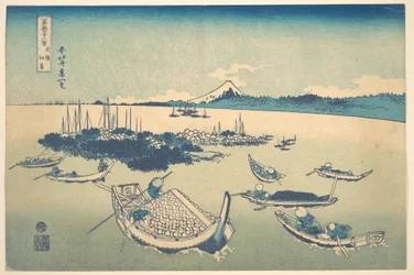 Tsukudajima in der Provinz Musashi (Buyō Tsukudajima), aus der Serie Sechsunddreißig Ansichten des Berges Fuji (Fugaku sanjūrokkei)