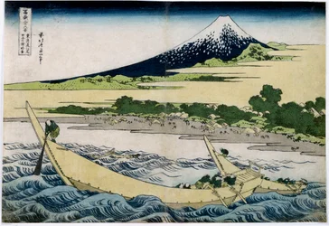 Ansicht des Fuji in Japan. Serie „Die 36 Ansichten des Fuji“. Japanischer Holzschnitt, 1829-1833. Maße: 25,5 x 37,1 cm. Privatsammlung