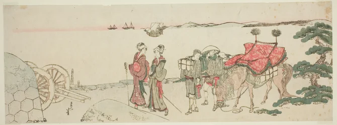 Frauen und Begleiter am Strand von Tanakawa