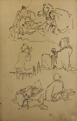 Skizzen von ostasiatischen legendären Figuren, spätes 19. Jahrhundert