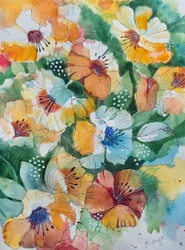 Lebhafte Aquarell-Stiefmütterchen