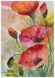 Lebendige Aquarellmohnblumen