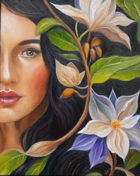 Frau in Blüte