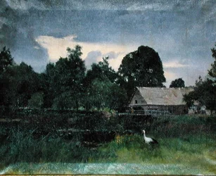 Landschaft mit einem Storch