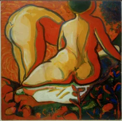 Badende in Rückenansicht