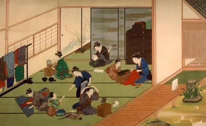 Gruppe von Geishas, von Kawahara Keiga (1786-ca. 1860), Japan, japanische Zivilisation, Anfang des 19. Jahrhunderts