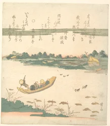 Fährboot bei der Überquerung des Sumida-Flusses